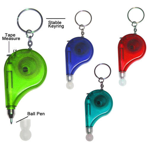 Keyring pen with tape measure Individuell bedruckbares Maßband mit Schlüsselring und Stift image